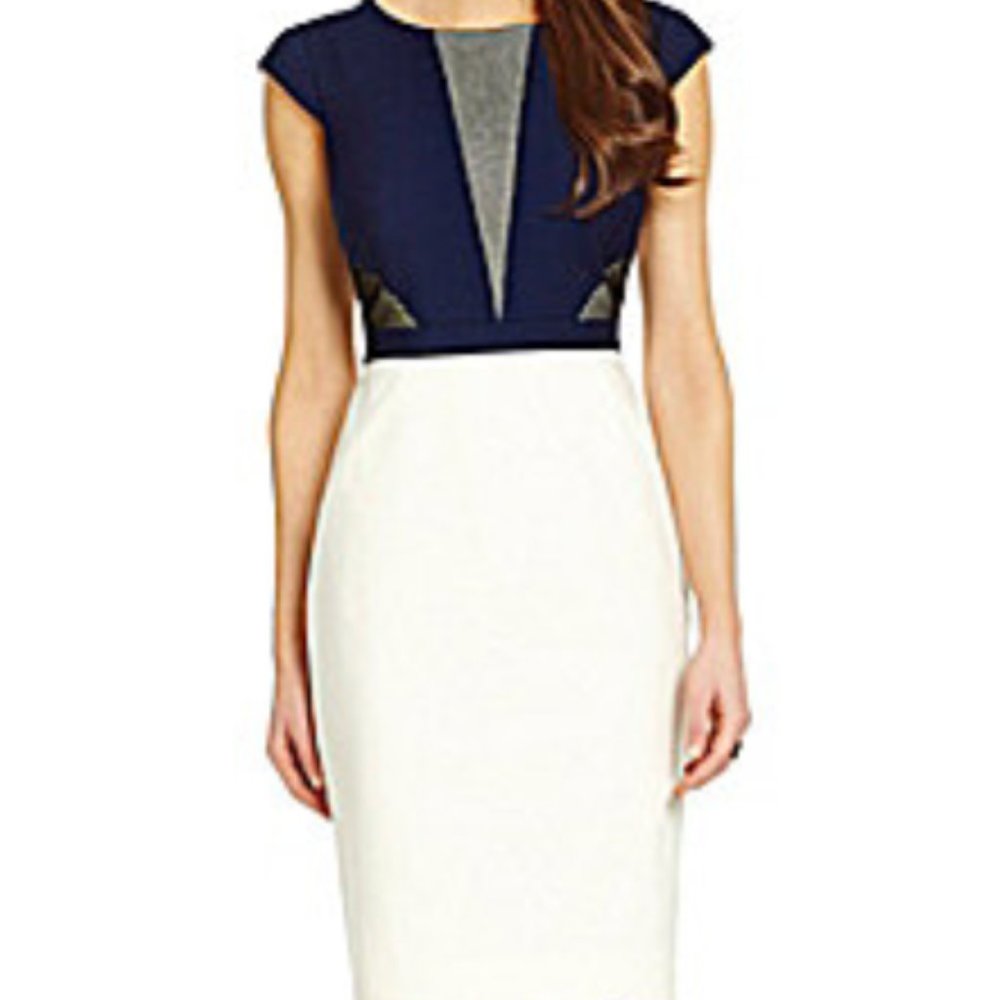 Antonio Melani Sleeveless Lenna Shift Blue Navy White Colorblock Dress 0